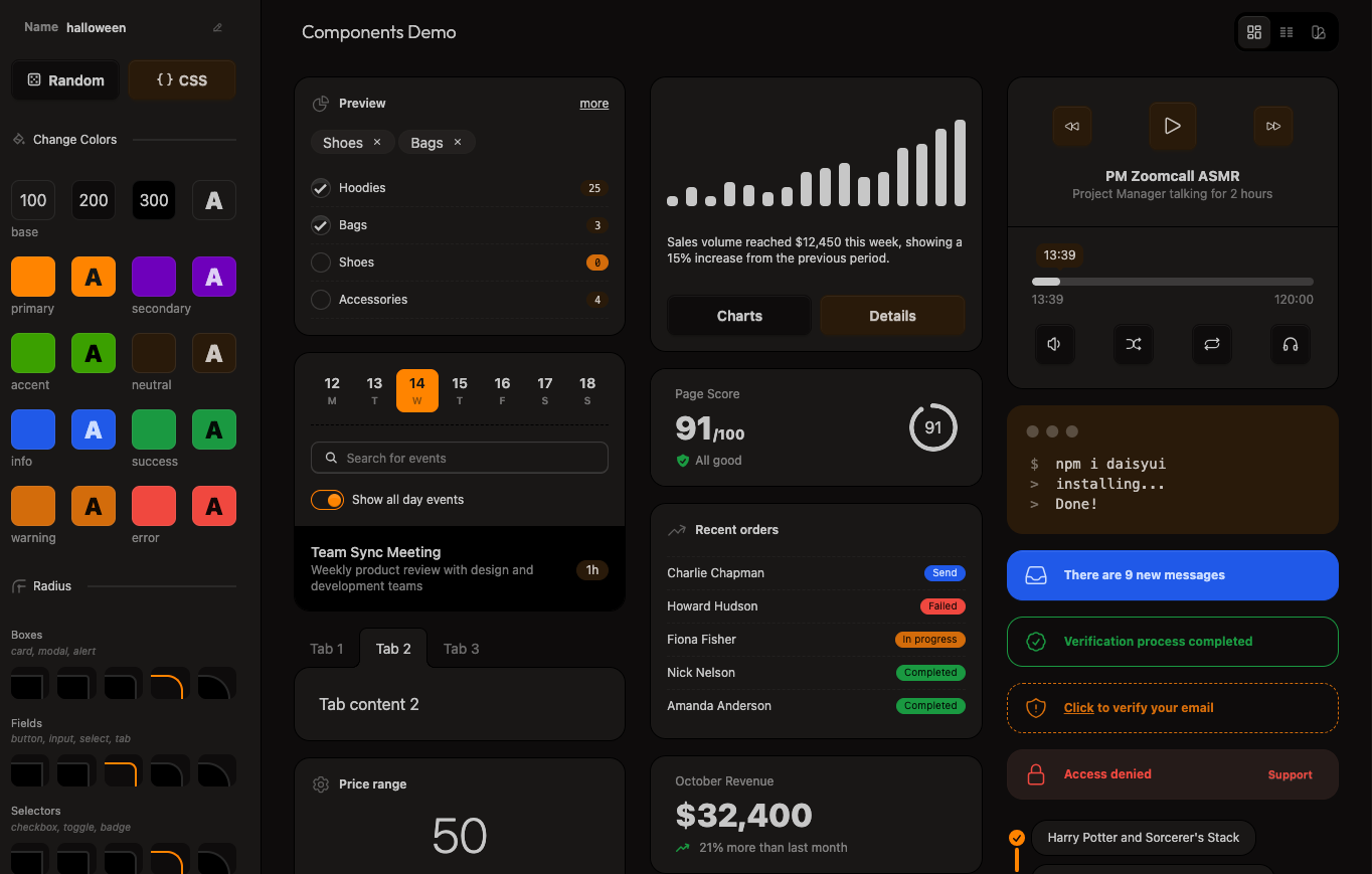 daisyUI Halloween Theme Example